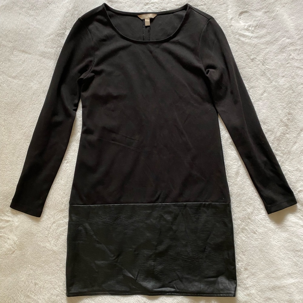 BANANA REPUBLIC Black Faux Leather Shift Dress Women's Size 2